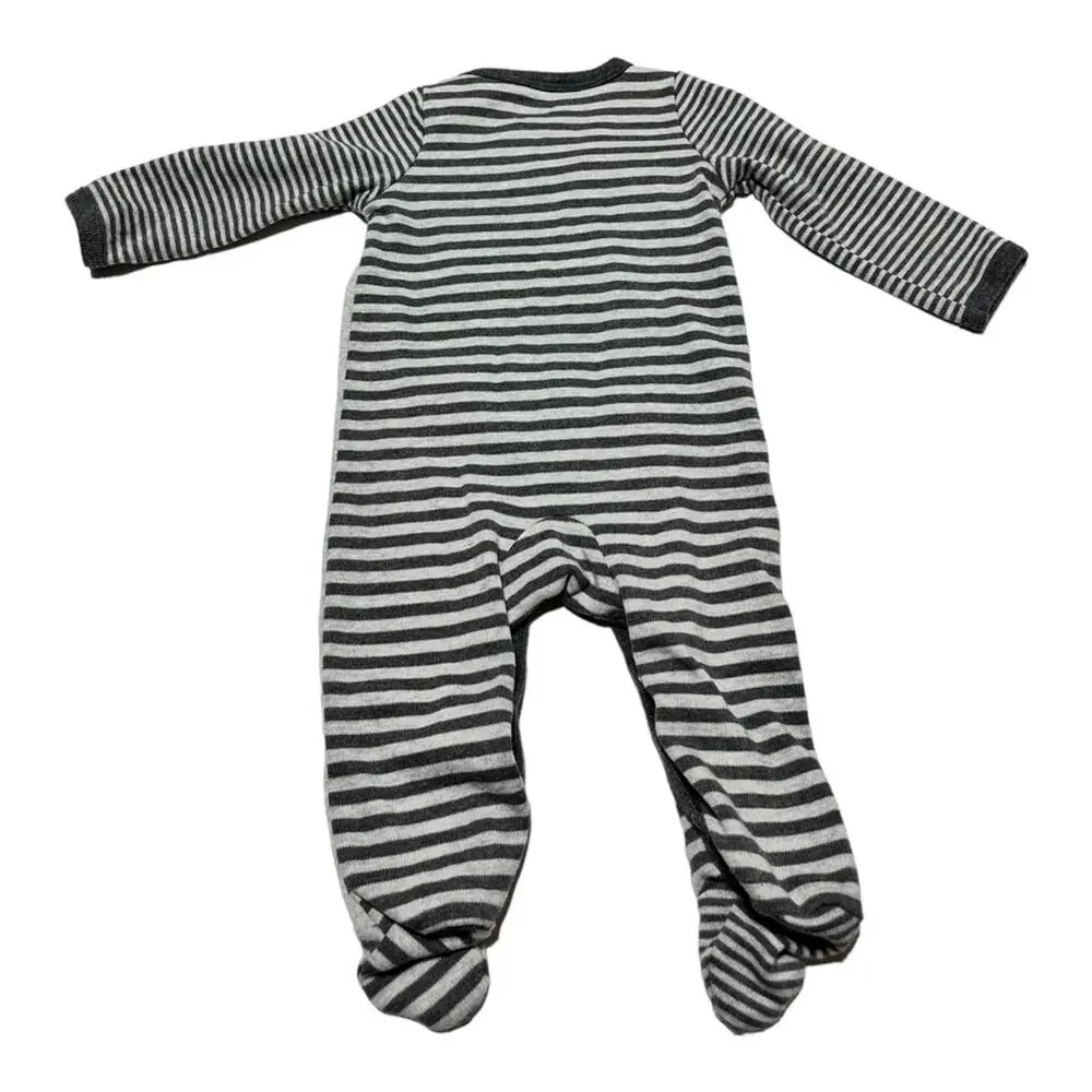Mud Pie 3-6 month gender neutral striped Christmas Santa one piece sleeper baby
